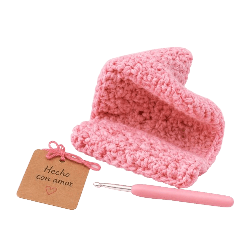 Tejido rosa con etiqueta
